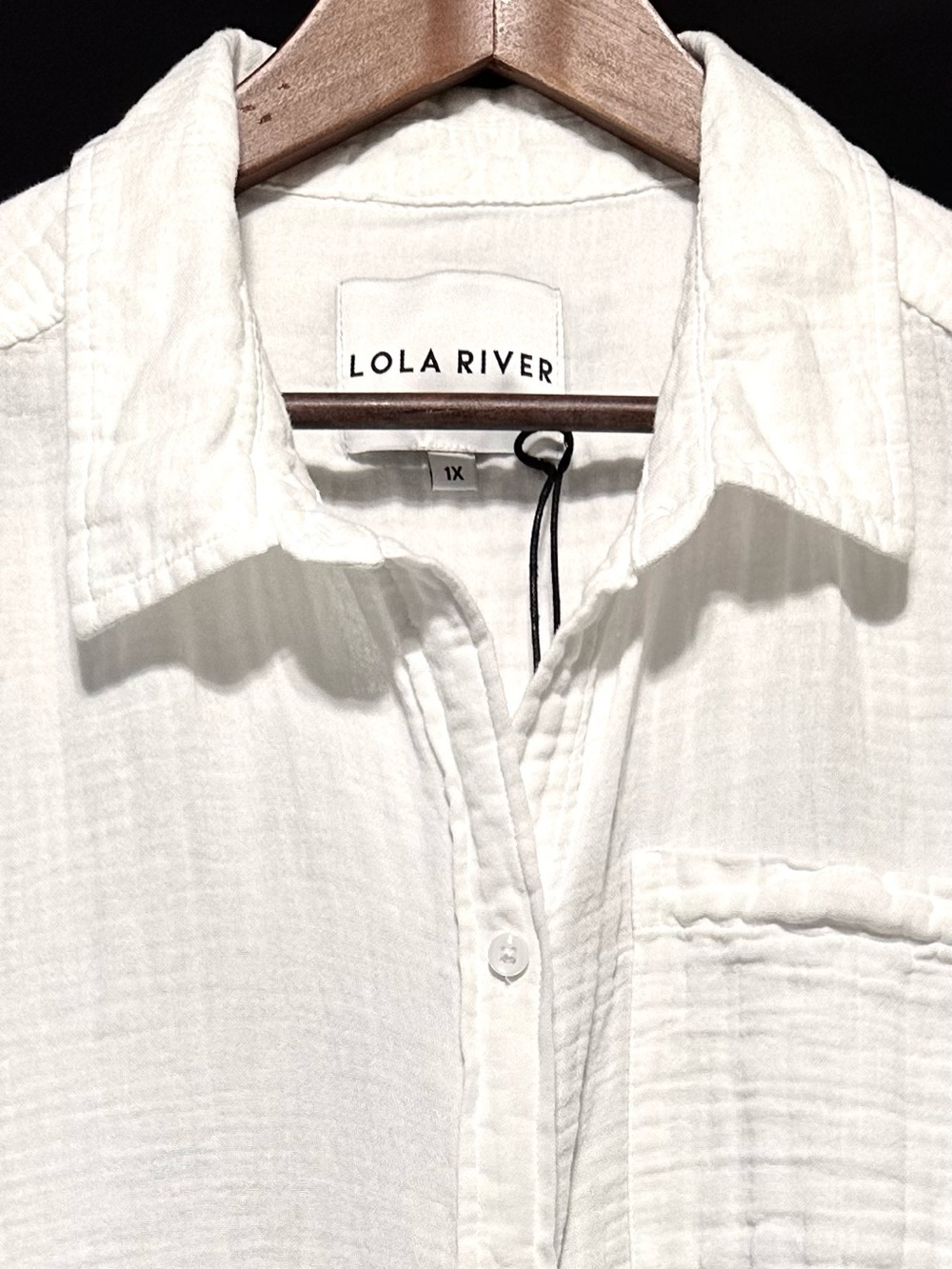 Lola River Melysa White Double Gauze Cotton Button-Up Shirt NWT 1X - Picture 2 of 8
